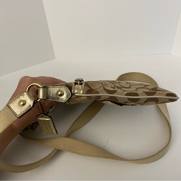 Coach Signature Crossbody with Yellow and Metallic Gold Leather Flower - Picture 15 of 17